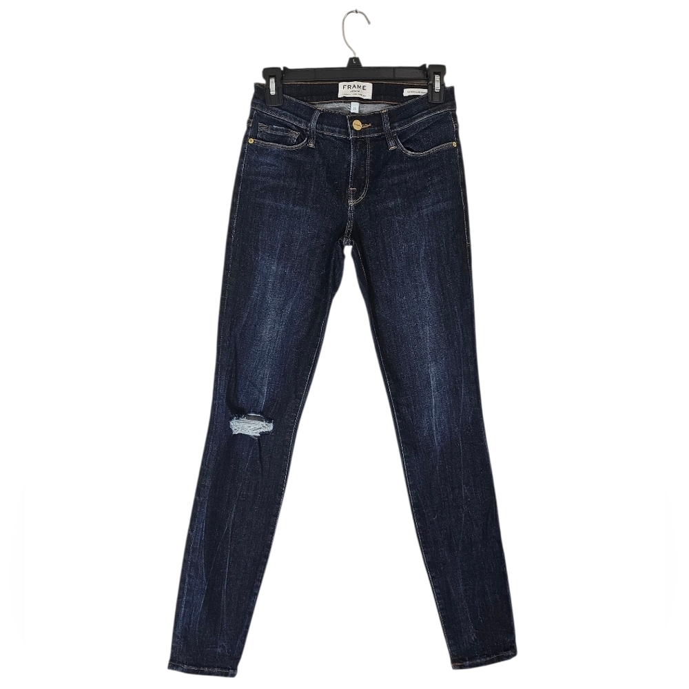 Frame‎ Denim Le Skinny De Jeanne Distressed Blue Skinny Jeans 25 Preowned